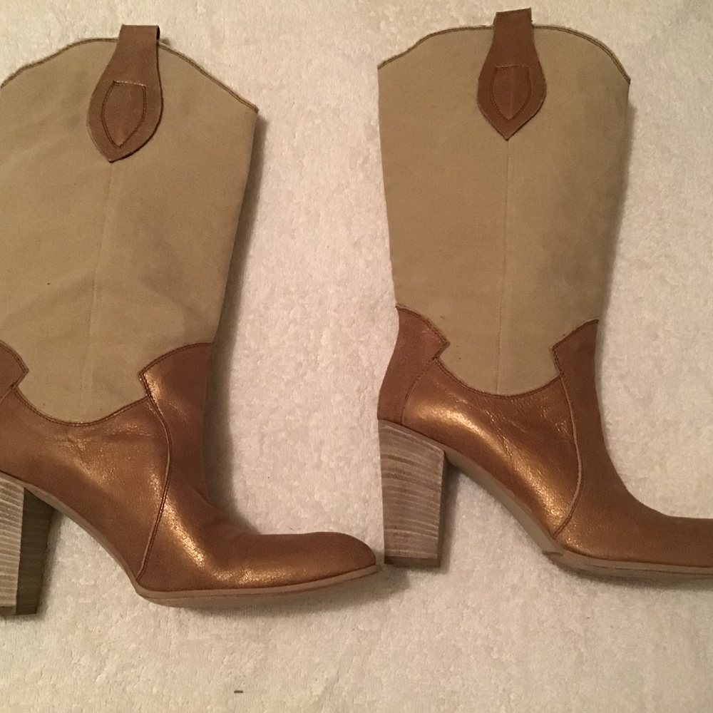 Tan and Brown Heeled Boots